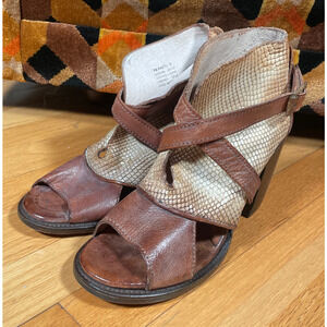 Vintage Freebird Leather Snakeskin Heels Womens 9